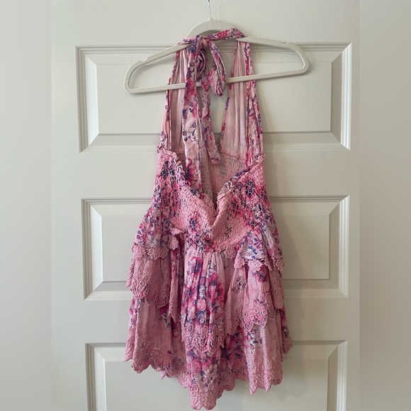 LoveShackFancy Deanna Floral Pink Halter Dress, Size Medium. - Picture 2 of 5